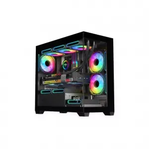 DARKFLASH CASING C218M M-ATX PC CASE + 3 ARGB FAN - HITAM